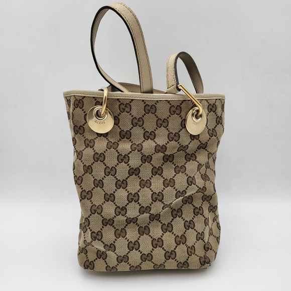 GUCCI PM CANVAS LEATHER TOTE BAG...Authentic w/ COA.... - Picture 4 of 15